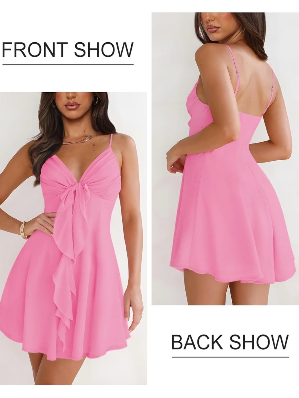 Pink Mesh Party Flowy Ruffle Mini Dress - Picture 2 of 5